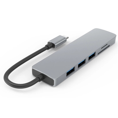 6in1普遍的なラップトップUsb Cのドッキング・ステーションの二重モニターPD77W SD/TF