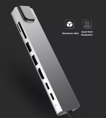 8in1多数のHdmiのドッキング・ステーションRJ45 3.0 Usb Cのラップトップのハブ